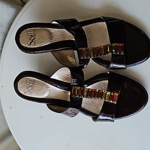 Softt brown jeweled sandals